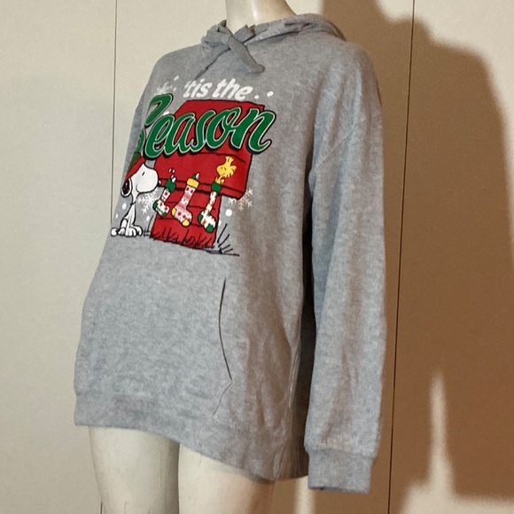 Peanuts Christmas Sweatshirt "Tis the Season" Snoopy & Woodstock Size XL (15-17) - Picture 3 of 5
